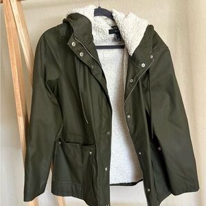 Forever 21 Dark Green Hooded Trench Coat